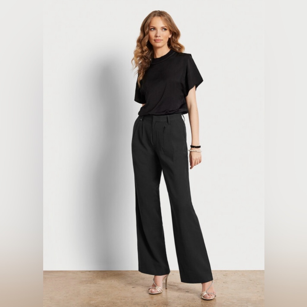 Sam Edelman Codie High Rise Wide Leg Trouser Pants, Size 27, Black